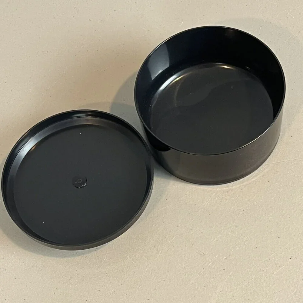 Vintage Japanese Round Trinket Powder Box Black Heron Birds